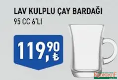 LAV KULPLU ÇAY BARDAĞI 95 CC 6'LI